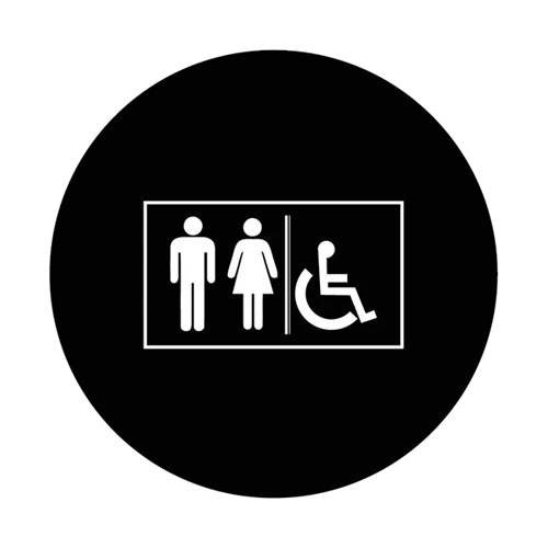 Restroom with accessible bathroom sign